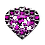 Emo Scene Girl Skull Dog Tag Heart (One Side)