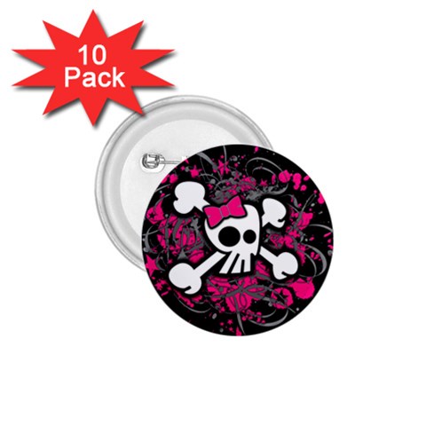 Girly Skull & Crossbones 1.75  Button (10 pack)  from UrbanLoad.com Front