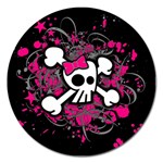 Girly Skull & Crossbones Magnet 5  (Round)