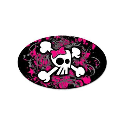Girly Skull & Crossbones Sticker Oval (100 pack) from UrbanLoad.com Front