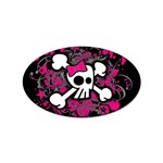 Girly Skull & Crossbones Sticker Oval (100 pack)