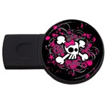 Girly Skull & Crossbones USB Flash Drive Round (4 GB)