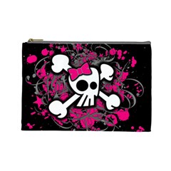 Girly Skull & Crossbones Cosmetic Bag (Large) from UrbanLoad.com Front