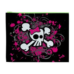 Girly Skull & Crossbones Cosmetic Bag (XL) from UrbanLoad.com Front