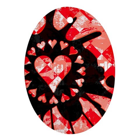 Love Heart Splatter Ornament (Oval) from UrbanLoad.com Front