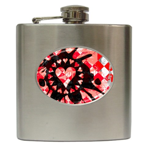 Love Heart Splatter Hip Flask (6 oz) from UrbanLoad.com Front