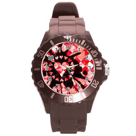 Love Heart Splatter Round Plastic Sport Watch Large from UrbanLoad.com Front