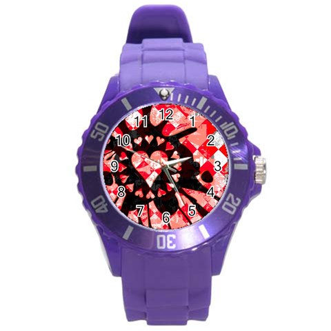 Love Heart Splatter Round Plastic Sport Watch Large from UrbanLoad.com Front