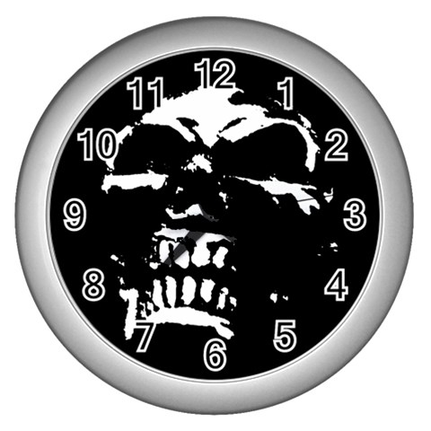 Morbid Skull Wall Clock (Silver) from UrbanLoad.com Front
