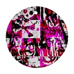 Pink Checker Graffiti Ornament (Round)