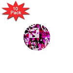 Pink Checker Graffiti 1  Mini Magnet (10 pack) 