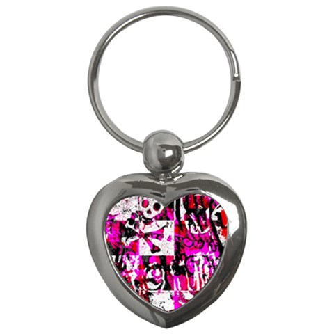 Pink Checker Graffiti Key Chain (Heart) from UrbanLoad.com Front