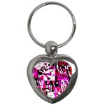 Pink Checker Graffiti Key Chain (Heart)