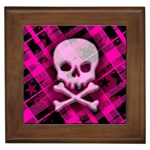 Pink Plaid Skull Framed Tile