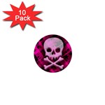 Pink Plaid Skull 1  Mini Button (10 pack) 