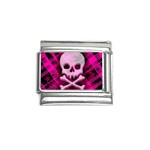 Pink Plaid Skull Italian Charm (9mm)