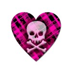 Pink Plaid Skull Magnet (Heart)