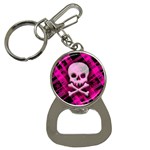 Pink Plaid Skull Bottle Opener Key Chain