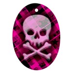 Pink Plaid Skull Oval Ornament (Two Sides)