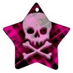 Pink Plaid Skull Star Ornament (Two Sides)