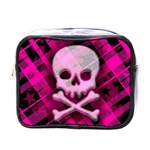 Pink Plaid Skull Mini Toiletries Bag (One Side)
