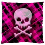 Pink Plaid Skull Large Cushion Case (One Side)