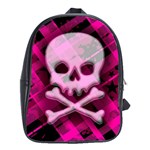 Pink Plaid Skull School Bag (XL)