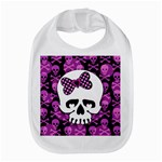 Pink Polka Dot Bow Skull Bib