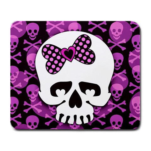 Pink Polka Dot Bow Skull Large Mousepad from UrbanLoad.com Front