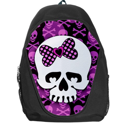 Pink Polka Dot Bow Skull Backpack Bag from UrbanLoad.com Front