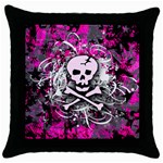 Pink Skull Splatter Throw Pillow Case (Black)