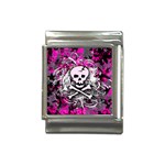 Pink Skull Splatter Italian Charm (13mm)