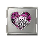Pink Skull Splatter Mega Link Heart Italian Charm (18mm)