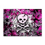 Pink Skull Splatter Sticker A4 (100 pack)