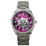 Pink Skull Splatter Sport Metal Watch