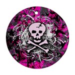 Pink Skull Splatter Round Ornament (Two Sides)