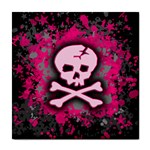 Pink Skull Star Splatter Tile Coaster