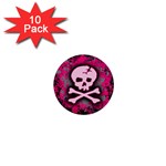 Pink Skull Star Splatter 1  Mini Button (10 pack) 