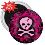 Pink Skull Star Splatter 3  Magnet (100 pack)