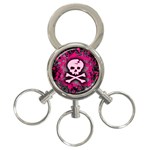 Pink Skull Star Splatter 3-Ring Key Chain