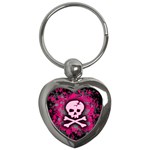 Pink Skull Star Splatter Key Chain (Heart)