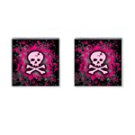 Pink Skull Star Splatter Cufflinks (Square)
