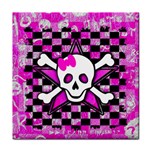 Pink Star Skull Tile Coaster