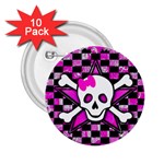 Pink Star Skull 2.25  Button (10 pack)