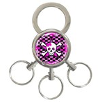 Pink Star Skull 3-Ring Key Chain