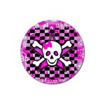 Pink Star Skull Magnet 3  (Round)