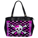 Pink Star Skull Oversize Office Handbag (One Side)