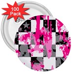Pink Star Splatter 3  Button (100 pack)