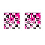 Pink Star Splatter Cufflinks (Square)