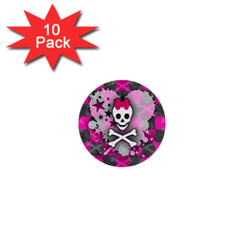 Princess Skull Heart 1  Mini Button (10 pack)  from UrbanLoad.com Front